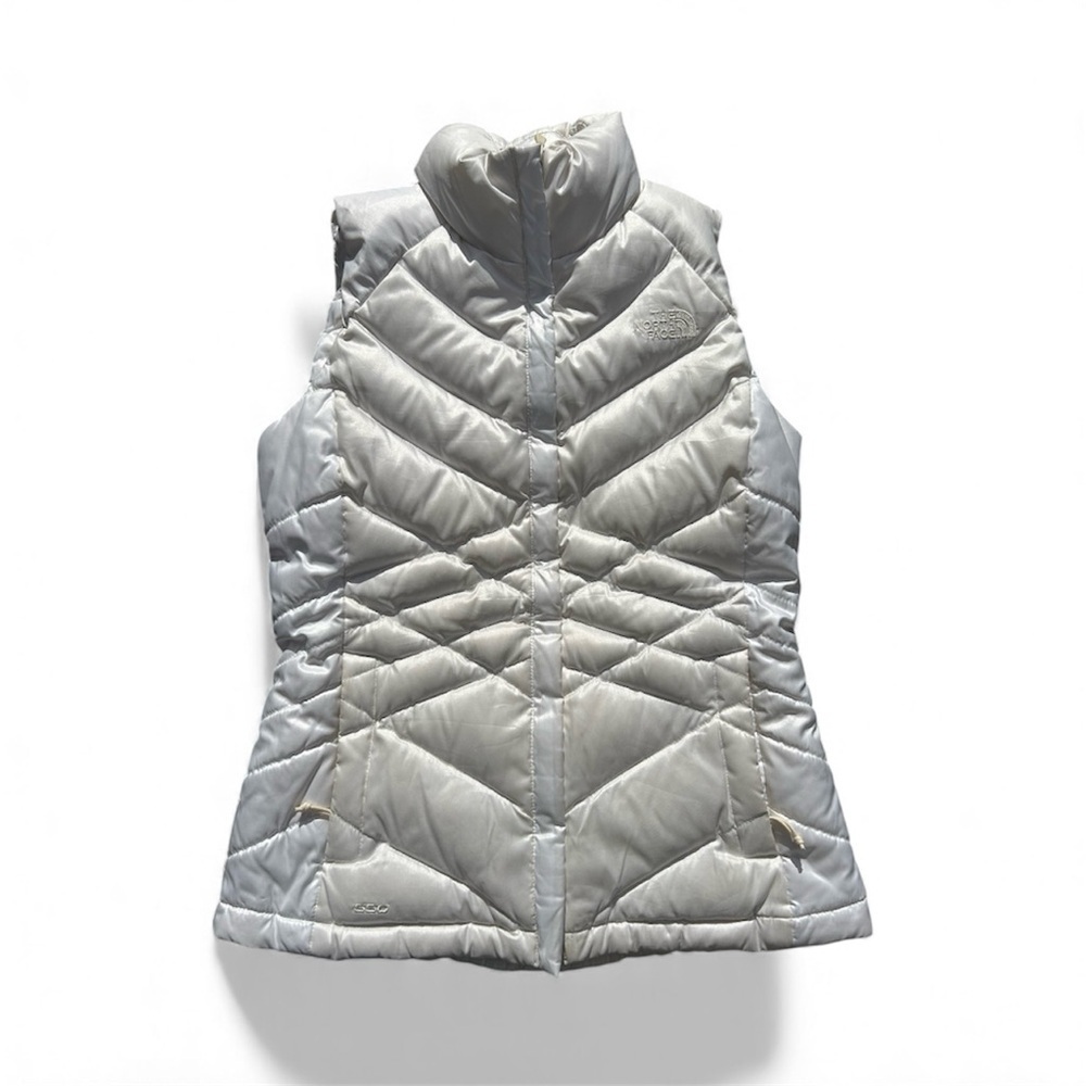 The North Face 550 down filled Women's White Quilted Vest Sz S, 019
